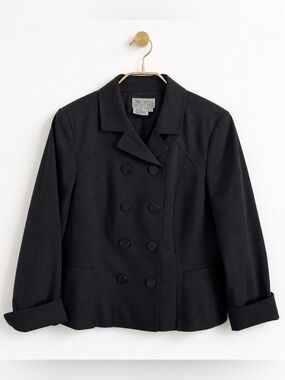 WORTH PETITE WOOL GRAY DOUBLE BREASTED JACKET BLAZER SZ 14